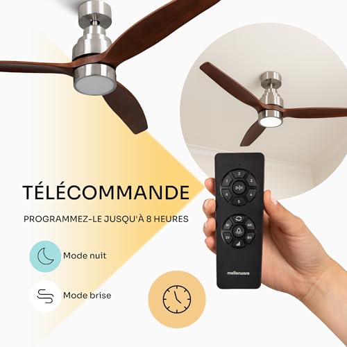 Ventilateur de plafond ultra silencieux avec télécommande et lampe LED - 6