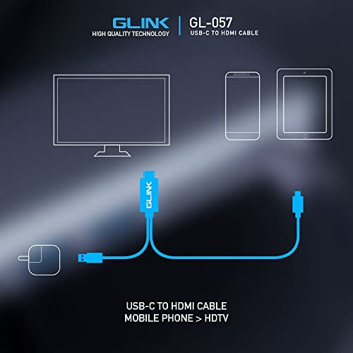 Image of G-Link GL057 USB 3.1 Type C to HDMI 1080P HDTV Mirroring & Charging Cable, Digital AV Video Adapter for Android Smartphone to TV, Projector, Monitor Upto 4K UHD (1.8 MTR /6FT) Black