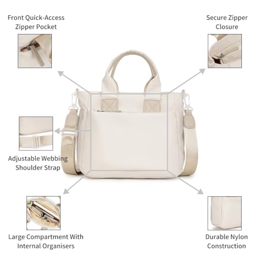 Image of Fastrack Cloud Nylon Satchel Bag | Spacious Main Compartment with Organiser Pockets, External Quick-Access Zipper Pocket, Dual Carry Handles & Detachable Adjustable Webbing Strap with Zipper Closure