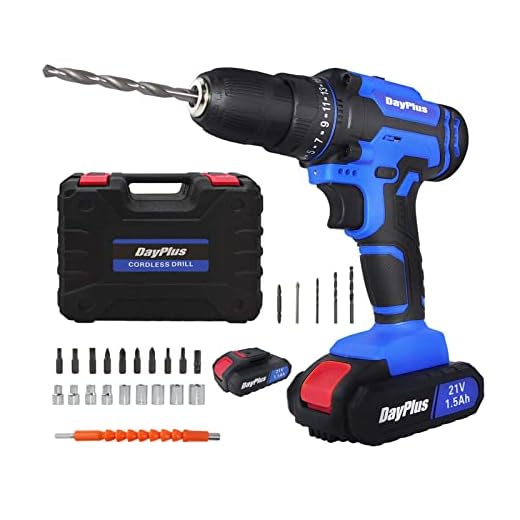 Akkuschrauber Akku Bohrmaschine 21V Professional Akku Bohrschrauber Set mit 2 Akku (1500mAh), LED-Licht, Drehmoment 45Nm, 29pcs Zubehör Bit