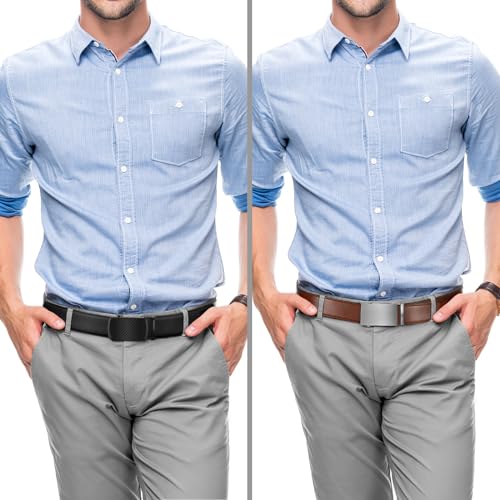 Image of Zitahli Leather Ratchet Belt for Men - 2 Pack Mens belt,Customizable Fit | Everyday Men Dress Pants Belt,Casual Occasion,Classic Style,Gifts for Men on Birthday,Anniversary,Father's Day,and Christmas