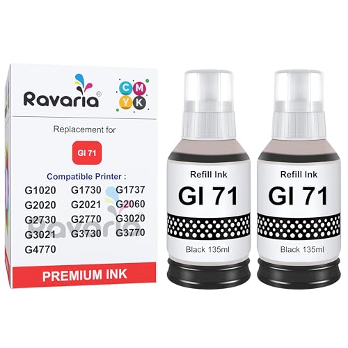 Image of GI 71 Ink for Canon Printer G1020 G1730 G1737 G2020 G2021 G2060 G3020 G3730 G3770 G4770 (GI 71 Ink Black 2 Pcs)