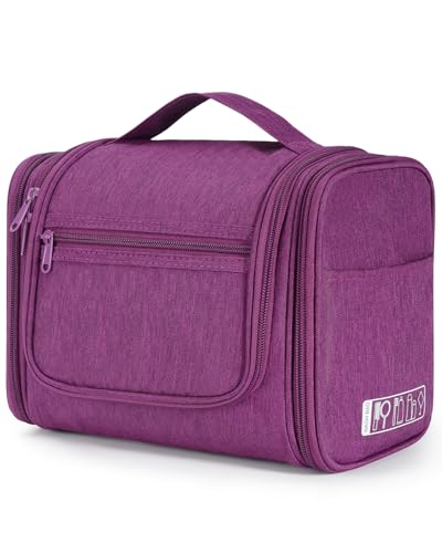 WANDF Groß Waschtasche, Kulturtasche zum Aufhängen für Damen, Kulturbeutel Herren Gross, Waschbeutel für Camping Reisen für Kinder Frauen Mann (Lila)