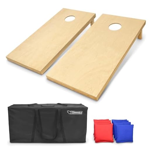 GoSports Solid Wood Premium Cornhole Set - Choose Between 4'x2' or 3'x2' Game Boards - Includes Set of 8 Corn Hole Toss Bags
