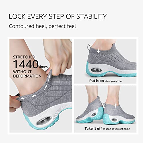 Image of STQ Walking Shoes Women Slip on Sneakers Non Slip Work Arch Support Tennis Plantar Fasciitis Orthopedic Breathable Mesh Comfortable Ladies Nursing