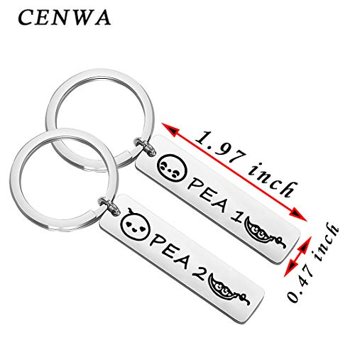CENWA Pea 1 Pea 2 Set of Two Twins Keychain Twins Jewelry BFF Gift for Twin Sister/Brother Best Friend2