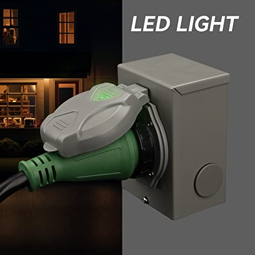 Pre-Drilling 50 Amp Generator Inlet Box RVMATE, NEMA SS2-50P Power Inlet Box, 125/250V, 6250/12500W 50a Power Inlet Box, ETL Listed, Waterproof for Outdoor Use