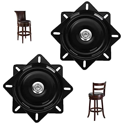 2 Pack 8 Inch Heavy Duty Bar Stool Swivel Replacement, 550lbs Capacity Swivel Mechanism Plate for Furniture, Seat Swivel Base Bar Stool Swivel Mount Plate, Ball Bearing Swivel Boat Seat, Black Cover