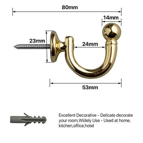 image for Round Head Curtain Hooks,Wall Mounted Tieback Tassel Holder,Window Dra