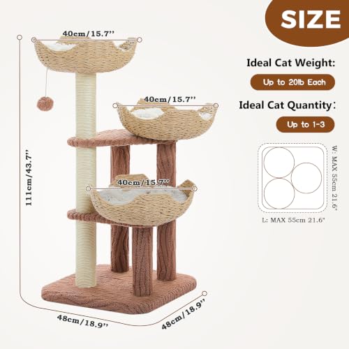 Árbol para gato moderno PAWZ Road con cestas y 44 pulgadas miniatura 3
