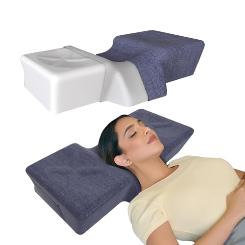 Image of CareFoam Anatomic Memory Foam Pillow | Ergonomic Contour Design | Cervical Neck Support for Sleeping | Comfort | Orthopedic Pillow with 2-Year Warranty | Standard Size | Blue Melange Washable Cover