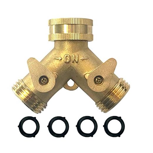 Heavy Duty Brass Y-Hose Splitter | Garden Hose 2 Way Splitter | Y Splitter Hose | Lawn Hose Splitter Spigot Adapter with 2 Valves | Extra Rubber Washers