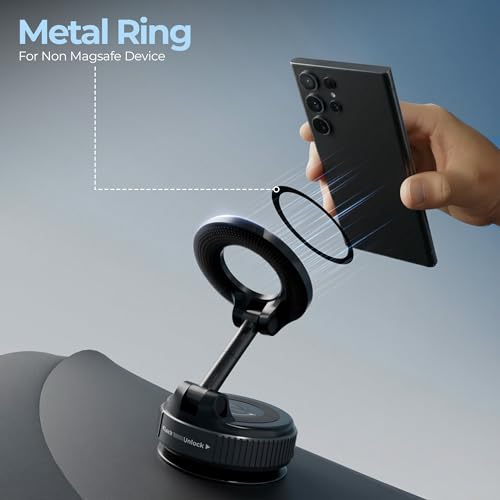 Image of Zebronics Magnetic Mobile Holder, Foldable Design, 360 Rotation, Strong Suction Mount, MagSafe Compatible, Multi-Angle Adjustment, Twist to Lock /Unlock, Compact Design (MS300)