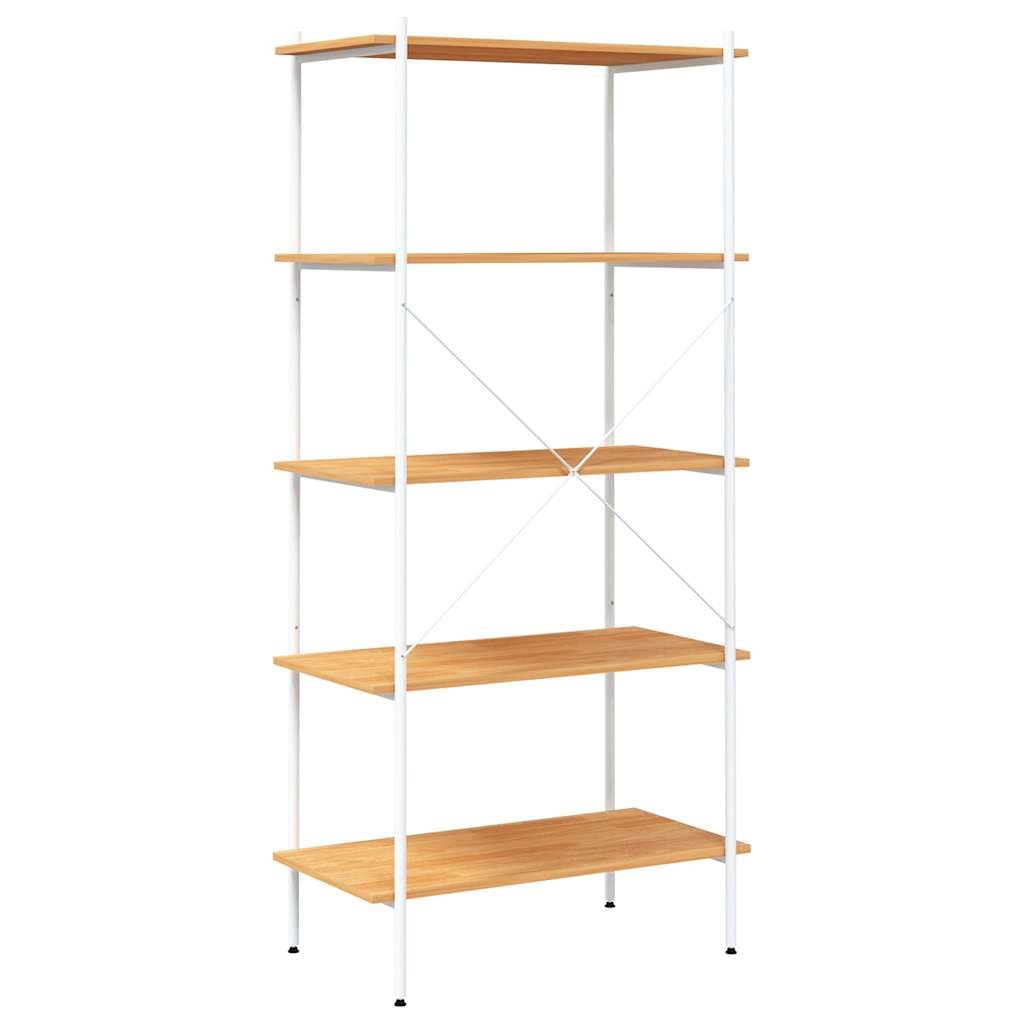 Scaffale a 5 ripiani, 80 x 40 x 163 cm, effetto rovere, bianco