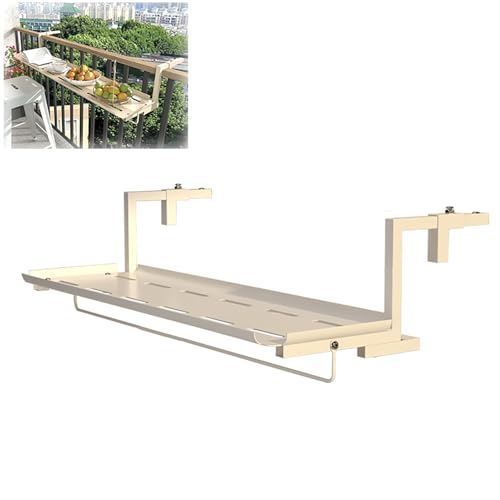 Mesa de metal ajustable para balcón, mesa de bar colgante para exteriores, para patios, terrazas y jardines, diseño de ahorro de espacio para entretenimiento y relajación