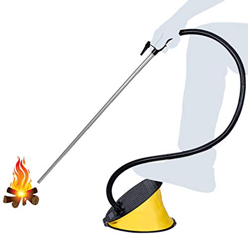 Fireplace Bellows Indoor. Large Capacity Fire Blower for Fireplace, Fire Pit, Stove, BBQ, Outdoor Camping.Foot Air Pump with Collapsible Blower Pipe