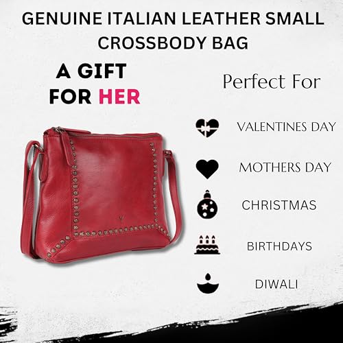 Image of Genuine Italian Leather Boho Studded Crossbody Sling Bag - Stylish, Durable, & Perfect for Everyday Use for women