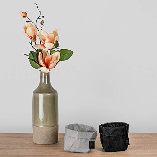 Designer Krempelkorb | Gr. S | Aufbewahrungskorb aus waschbarem Papier | Lederoptik | VEGAN | Deko-Box | Geschenkbox | Übertopf | 9cm x 9cm x16cm … (Grau) - Image 4