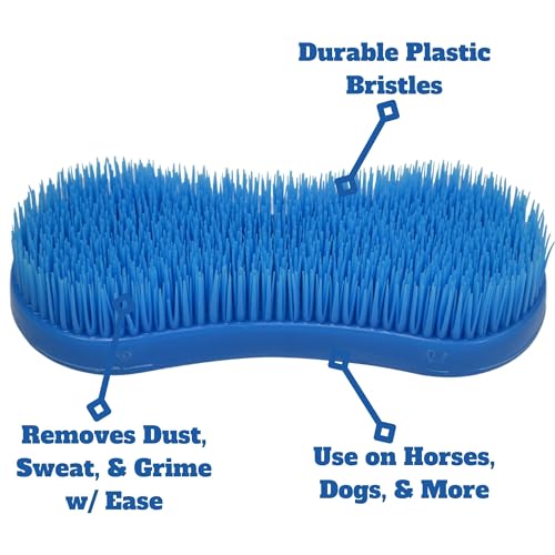 Intrepid International Magic Horse Brush, for Horse Grooming Kit w/Durable Plastic Bristles, Horse Brushes for Grooming, Mid Blue - Thumbnail 2