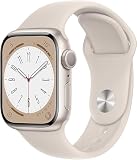 Apple Watch Series 8 [GPS, 45mm] - Starlight Aluminum Case with with Starlight Sport Band, S/M (Renewed)