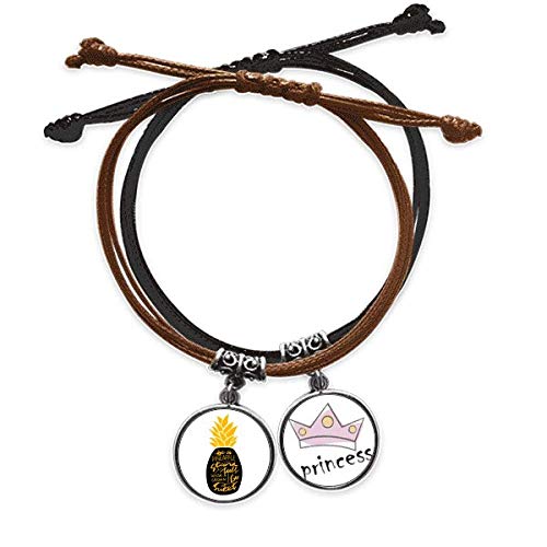 Pulsera Cuerda Mano con mensaje dulce de piña y cuero