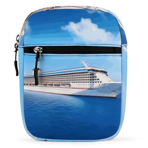 Personalized Small Crossbody Bag Water Resistant Messenger Bags Mini Cruise Ship Printing SlingBag For Men Women
