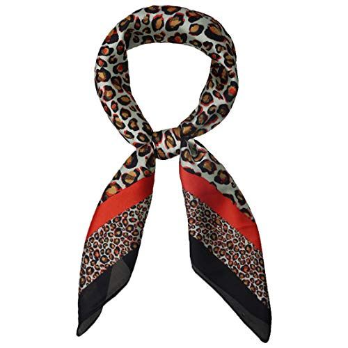 Allegra K 70cm Animal Leopard Print Silk Like Square Scarves Kerchief Neck Head Scarf Neckerchief Bandana