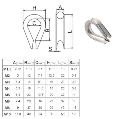 Cnfang4 Car Crimping Loop Sleeve Assortment for Wire Rope Cable Thimbles Rigging 1/16