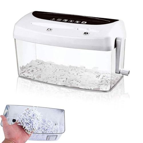 Destructora de Papel con manivela, Tritura Tarjetas de crédito, CD y Papel A4, Práctica Herramienta de Corte de Archivos, Ideal para el hogar, la Oficina y la Escuela