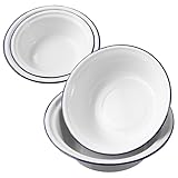 LALADEFIEE 4 Stück Teiliges Vintage Emaille Schüssel Kleine Runde Schalen mit Rand Stapelbar Stabiler Stand Klassischer Retro Stil für Küche Camping Picknick und Innenbereich Platzsparend