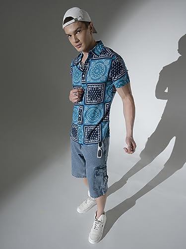 Image of Hubberholme Men's Rayon Relaxed Fit Printed Half Sleeve Resort Shirt