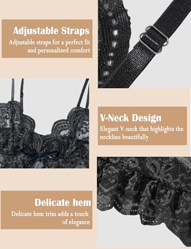 [Maeau] レディース ベビードール セクシー ランジェリーセット ネグリジェ ミニ丈 tバック 透け リボン付き 花柄 レース 可愛い S~2XL フリル Vネック 魅せる パジャマ シースルー - 画像4