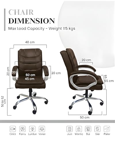 Image of activa Executive Revolving Office Chair | Ergonomic Computer Desk Chair with Cushioned Seat| Heavy Duty Steel Base, Adjustable Height & 360 Swivel Wheel| Study /Home /Offcie Visitor Chair (Star,Coffee)