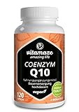 Vitamaze® Coenzima Q10 200 mg por Cápsula Vegano, 120 Cápsulas para 4 Meses, Contiene Ubiquinona, Naturales Antioxidantes de la Mejor Biodisponibilidad, Calidad Alemana, sin Aditivos Innecesarios