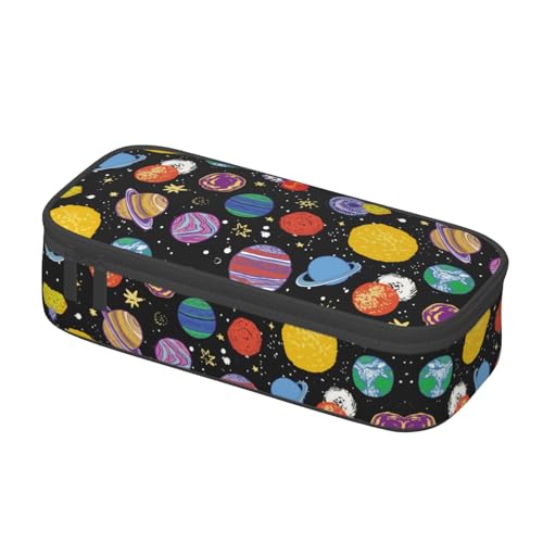 Image of Cartoon Space Planet Pencil Case Organizer Big Capacity Pencil Pouch Stationery With Zipper School Supplies Pencil Bag For Girls Boys Office