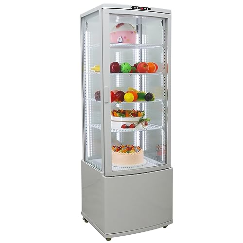 HQHAOTWU Cake Display Cabinet Commercial Glass Refrigerated Showing Case Beverage Cake Fruit Cooling Showcase with LED Lighting
