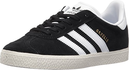 adidas Originals Unisex-Child Gazelle Sneaker, Black/White/Gold Metallic, 12Little Kid