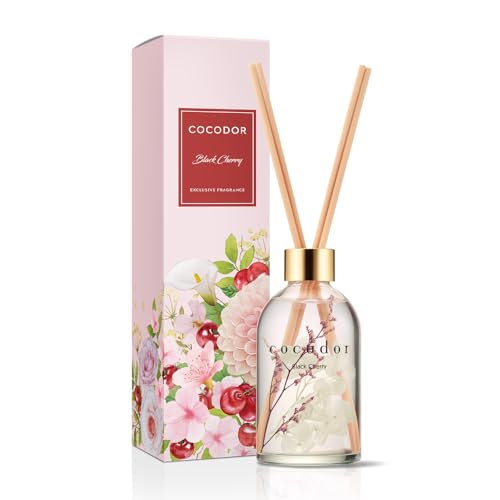 Image of COCODOR Herbarium Reed Diffuser /Black Cherry /6.7oz(200ml) / Fragrance Scent Essential Oil Stick Diffuser Set for Bedroom Bathroom Home Decor