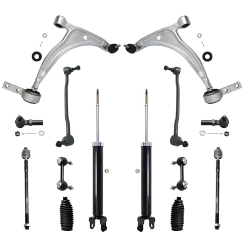 Image of Detroit Axle - 2.5L 16pc End Kit for 2002-2006 Nissan Altima, Front 2 Lower Control Arms Ball Joints 4 Tie Rods 2 Boots 2 Struts Spring 2 Rear Shocks 4 Front Rear Sway Bars 2003 2004 2005 Replacement