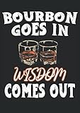 bourbon goes in wisdom comes out: notebook din a4 column 120 pages - 8.27 x 11.69 ( 21 x 29.7cm)|bourbon notebook| drinking planner| notebook for fathers