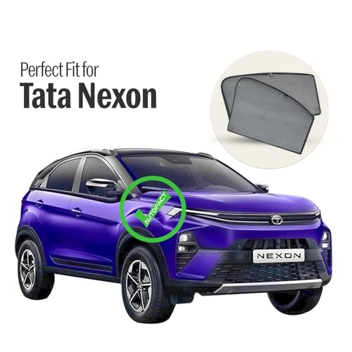 Image of Autofact Car Sunshades for Tata Nexon, UV Protection, Useful Car Accessories, Custom fit Sun Shades for Side Windows, Set of 4