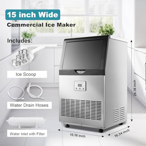 Image of Amzgachfktch Commercial Ice Maker 100 lbs /24H, 32 Cubes in 12 Mins
