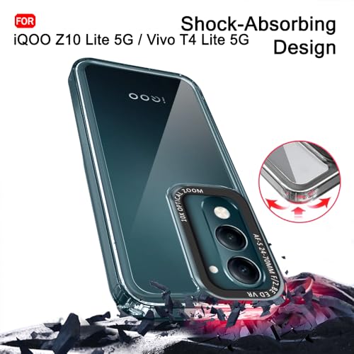 Image of TheGiftKart Hybrid Shockproof Back Cover Case for iQOO Z10 Lite 5G / Vivo T4 Lite 5G | Stylish Camera Border | Electroplated Buttons | Crystal Clear Hard Back Cover Case (TPU & PC, Transparent Bumper)