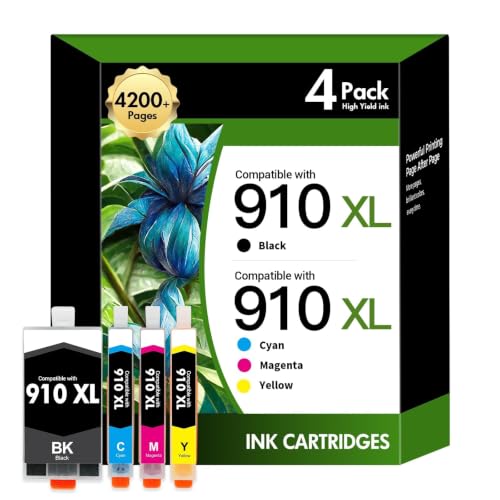 Image of 910 910XL 8020 Ink Cartridges Black and Color Combo Pack for HP Printers