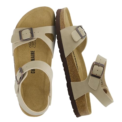 Image of CUSHIONAIRE Lauri Cork Footbed Sandals for Women with Back Strap, Adjustable Double Buckle Ankle Strap Sandals, Memory Foam