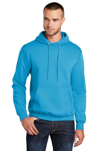 Port & Co Core Fleece Pullover Hooded Sweatshirt, Neon Blue, 4XL