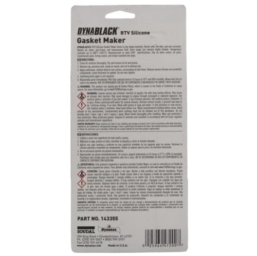 Image of Dynatex DynaBlack RTV Silicone Gasket Maker 85g Tube - 500F High Temperature, Sensor Safe, Low Odor, and Non-Corrosive Silicone Sealing Compound Made in the USA (8-Pack)