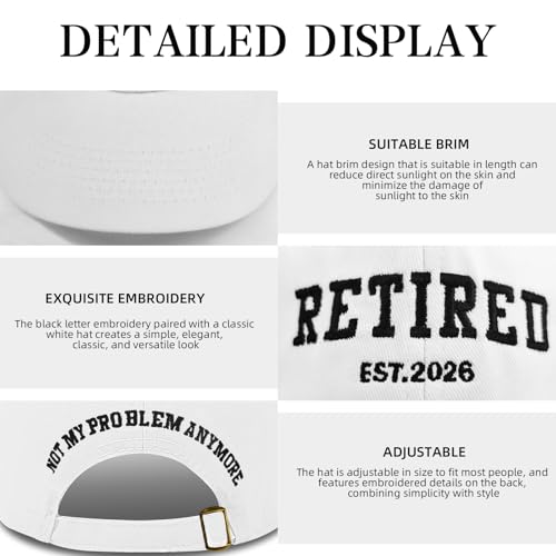 Image of Retirement Gifts for Men Women 2026, Embroidered Baseball Cap, Adjustable Cotton Retired Hat for Coworker Dad Friend