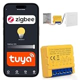 RDTOK Zigbee Dimmer, Mini Zigbee Módulo Interruptor, Inteligente Regulador de Luz, Inteligente Interruptores Luz, Compatible con Smart Life/Tuya App,con Alexa/Google Assistant, 2.4Ghz (2 Gang 2 Way)