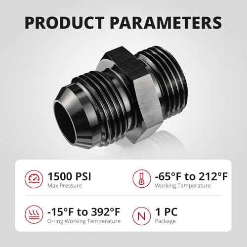 Image of EVIL ENERGY 12AN Flare to 12AN ORB Male 1PC Fuel Rail Adapter Fitting Black